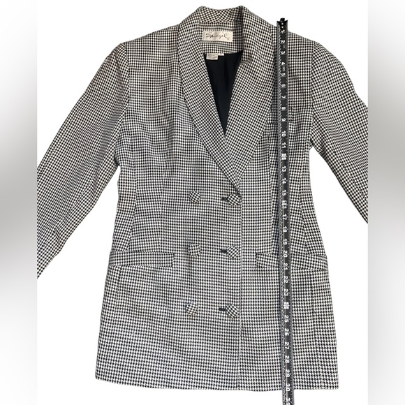 Vintage SPIEGEL Houndstooth Black White Blazer AND skirt SET! Size 8 | Era 80’s - Picture 13 of 16